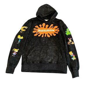 Nickelodeon Logo Retro 90's Style  Black Hoodie Graphic Print Women Size S